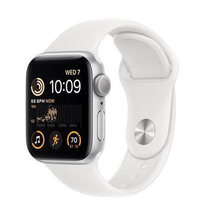 Умные часы Apple Watch Series SE Gen 2 44 мм Aluminium Case GPS, silver/white Sport Band S/M